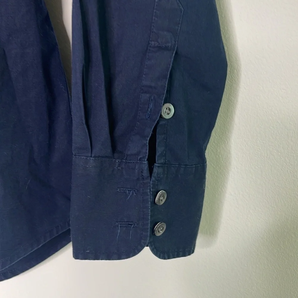 J. Crew Navy Cotton Stretch Perfect Fitted Oxford XSP